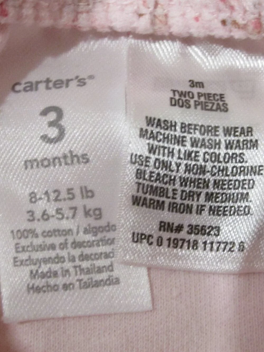 Carters Pullover Bloomers Infant Girls Size 3M Pink Floral Elastic Bottoms